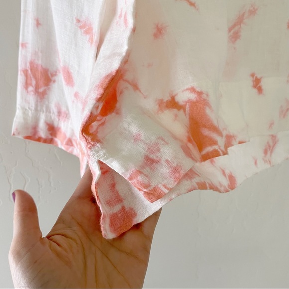 Rachel Zoe Tie Dye 100% Linen Top Pink - Picture 6 of 10